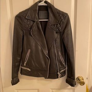 AllSaints Conroy Leather Biker Jacket Sz 0